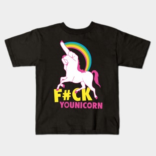 Gay Pride F ck Younicorn Funny Rude Unicorn Kids T-Shirt